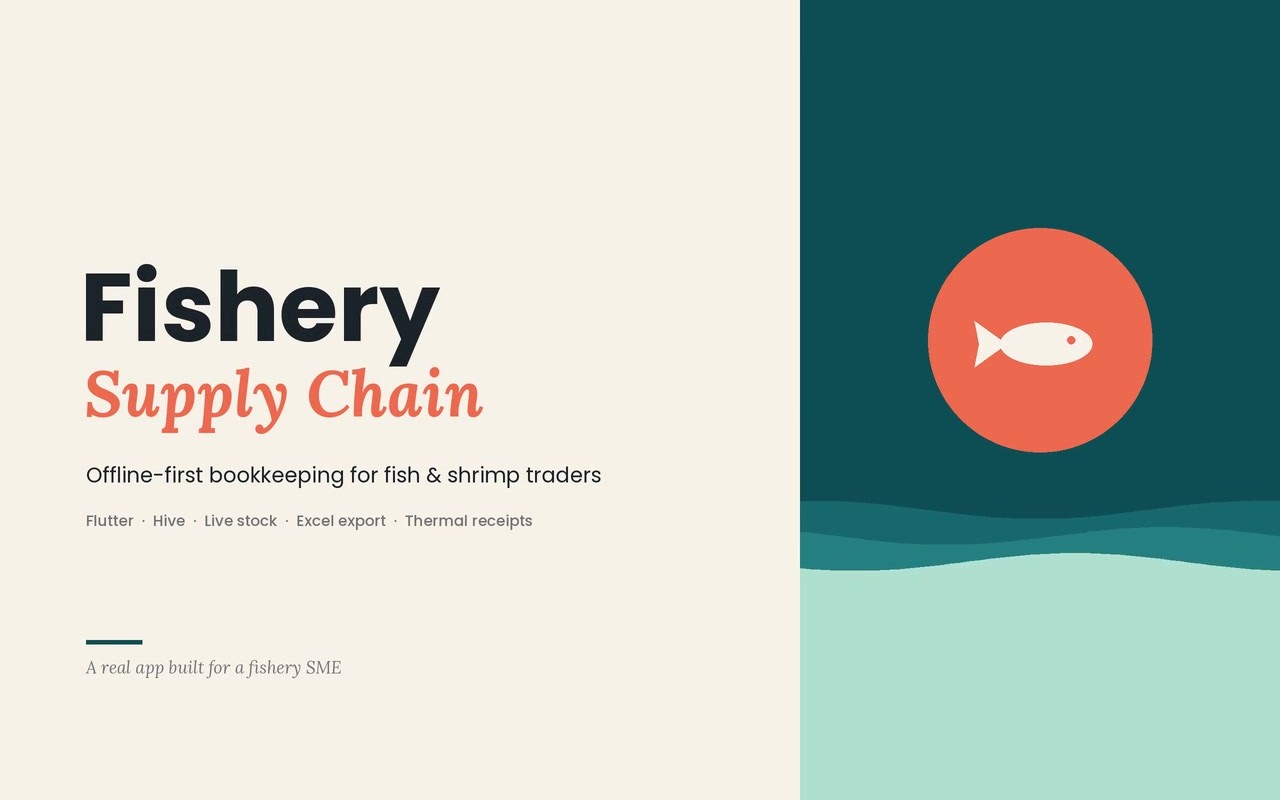 Fishery Supply Chain — offline-first bookkeeping app overview