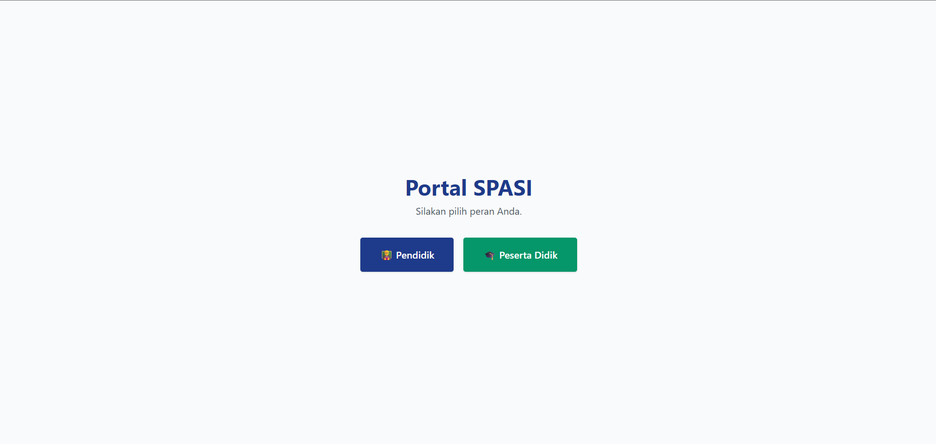 SPASI portal role selection screen
